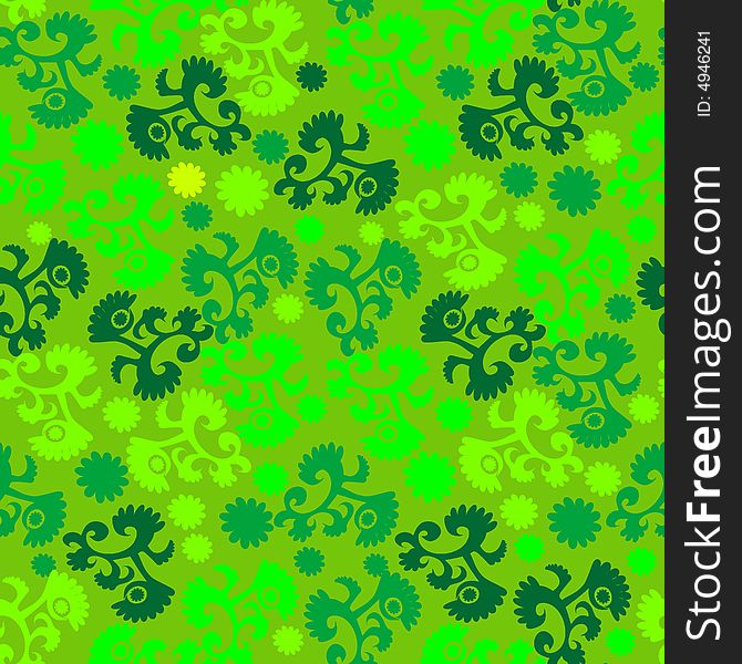 Seamless Green Floral Pattern