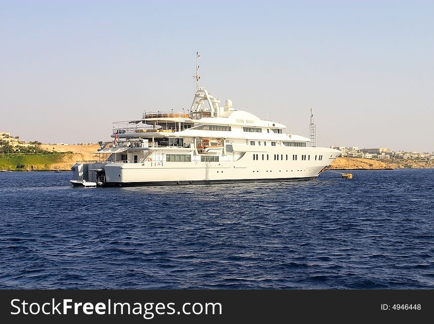 Big yacht by the coast in Egypt. Big yacht by the coast in Egypt