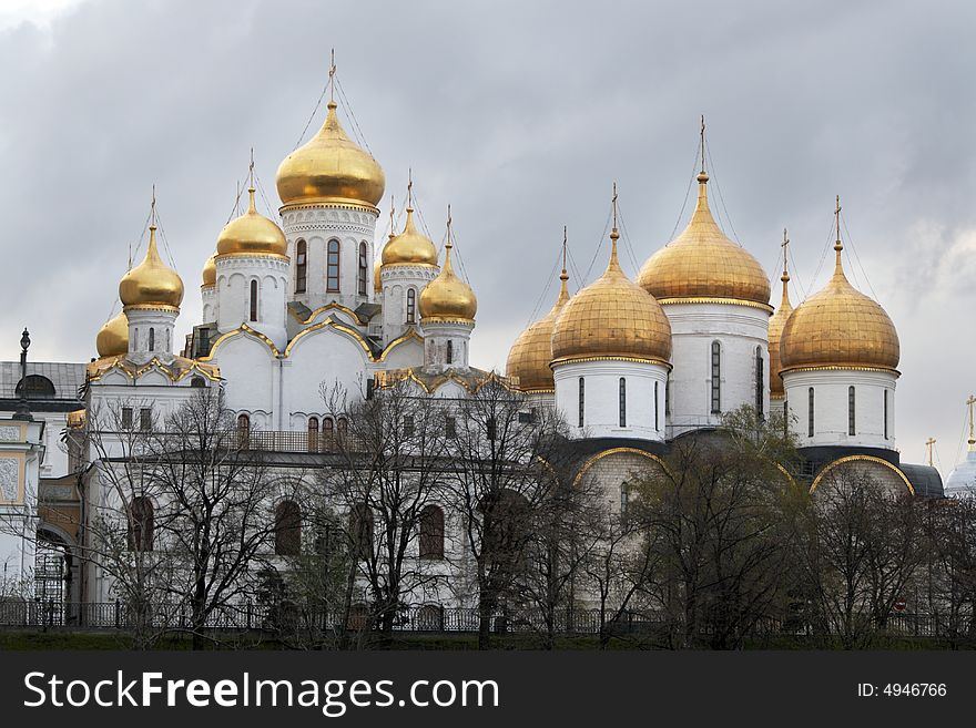 Orthodox temple with gold domes