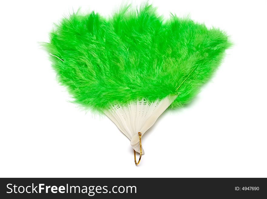 Green plumage fan for childrens. Green plumage fan for childrens