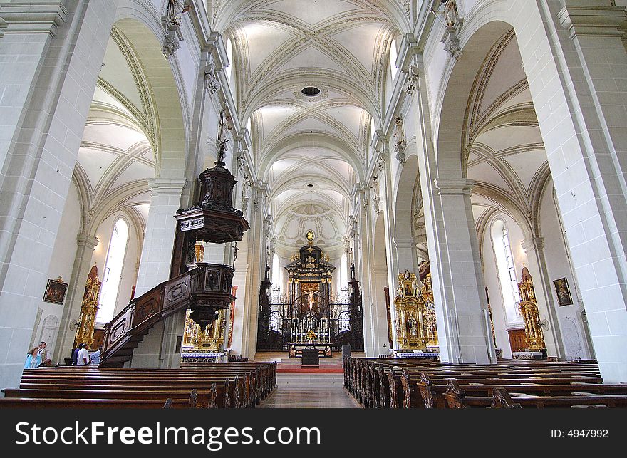Cathedral in Lucerne, Switzerland. Interior.