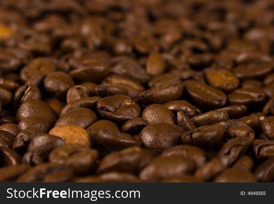 Close up pictures of coffee beans with white background