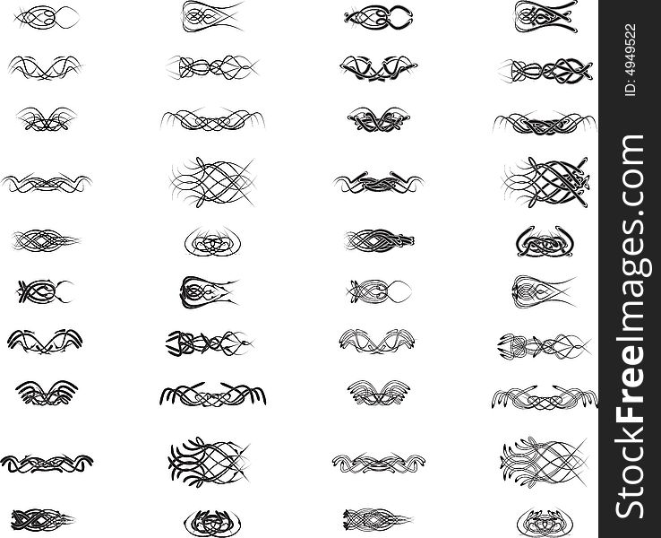 A set of black tentacles combinations, with multiple line styles. A set of black tentacles combinations, with multiple line styles