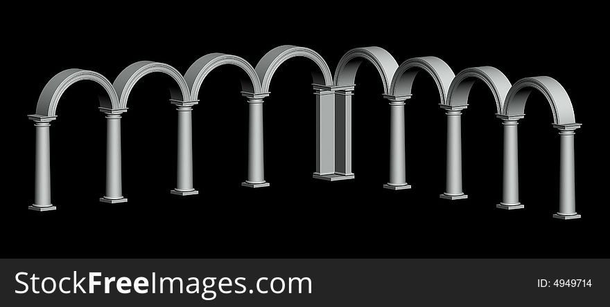 Render of a few white classical columns. Render of a few white classical columns
