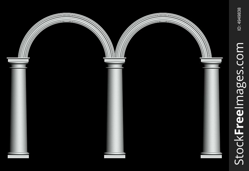 Render of a three white classical columns