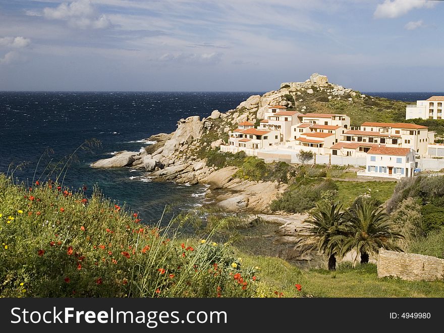White houses by the sea bay, Calvi, Corsica. White houses by the sea bay, Calvi, Corsica
