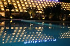 Night Pool In The SPA Hotel Royalty Free Stock Photo