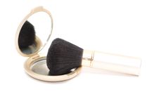 Brush For Makeup Reflected In Mirror Royalty Free Stock Photo