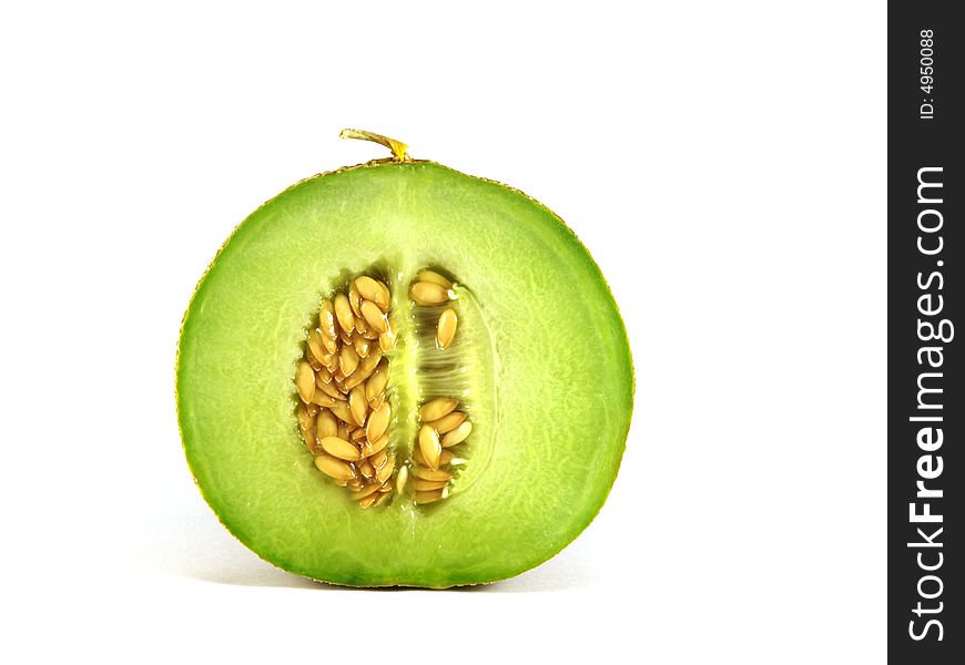 Green melon isolated on a white background