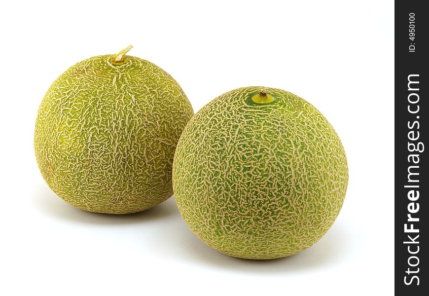 Green melons isolated on a white background