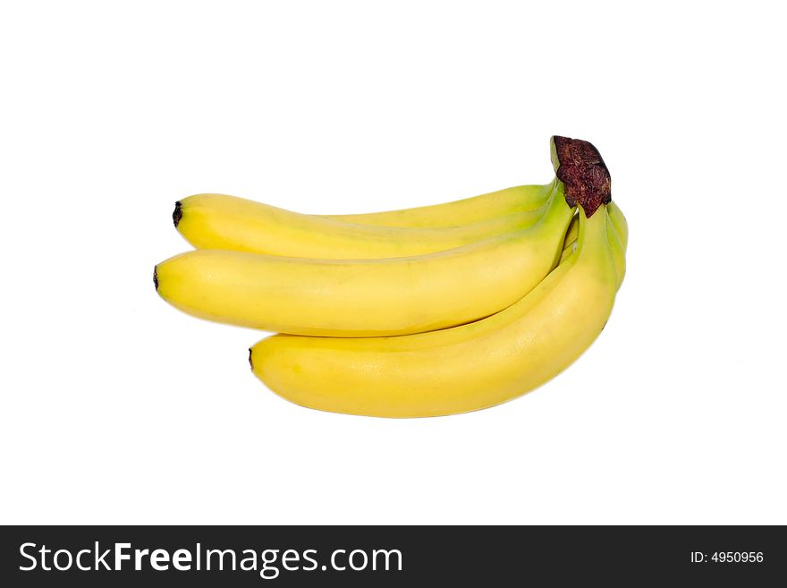 Yellow bananas on  white background