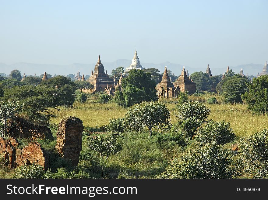 Myanmar, Bagan: Panorama At The Sundown