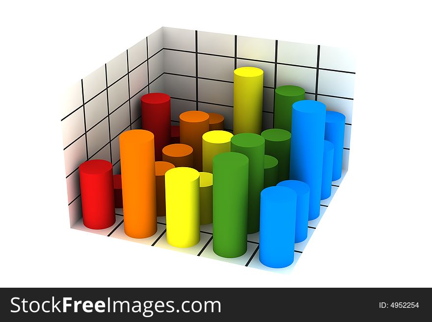 Statistics - 3d isolated multicolor diagram. Statistics - 3d isolated multicolor diagram