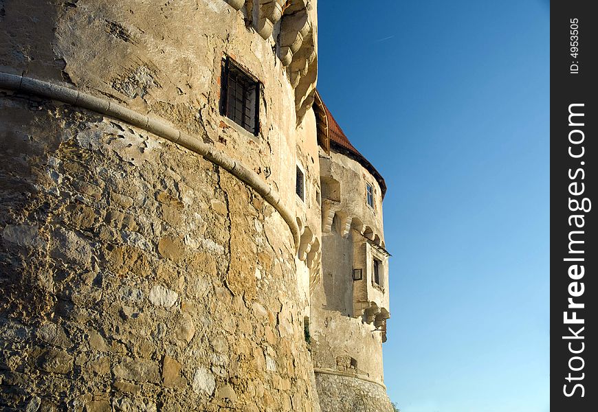 Old castle detail with sky as background