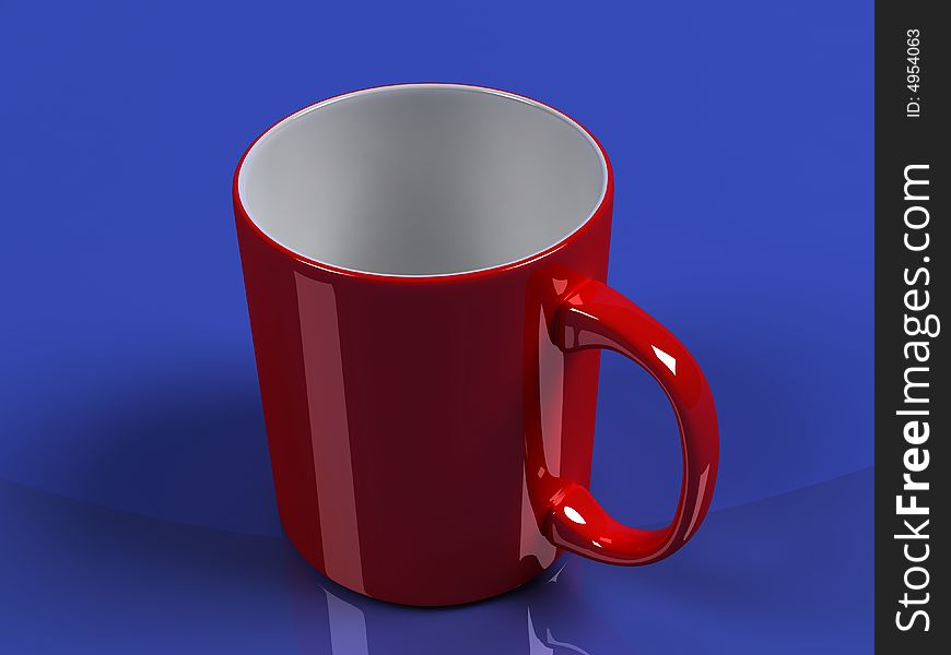 Isolated red cup with blue background