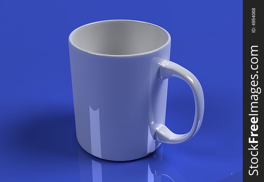 Isolated white cup with blue background
