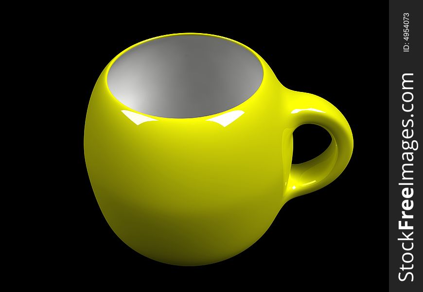 Isolated yellow cup with black background