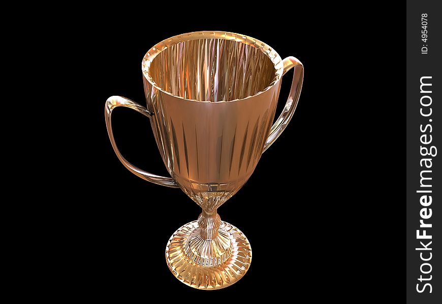Golden throphy cup with black background. Golden throphy cup with black background
