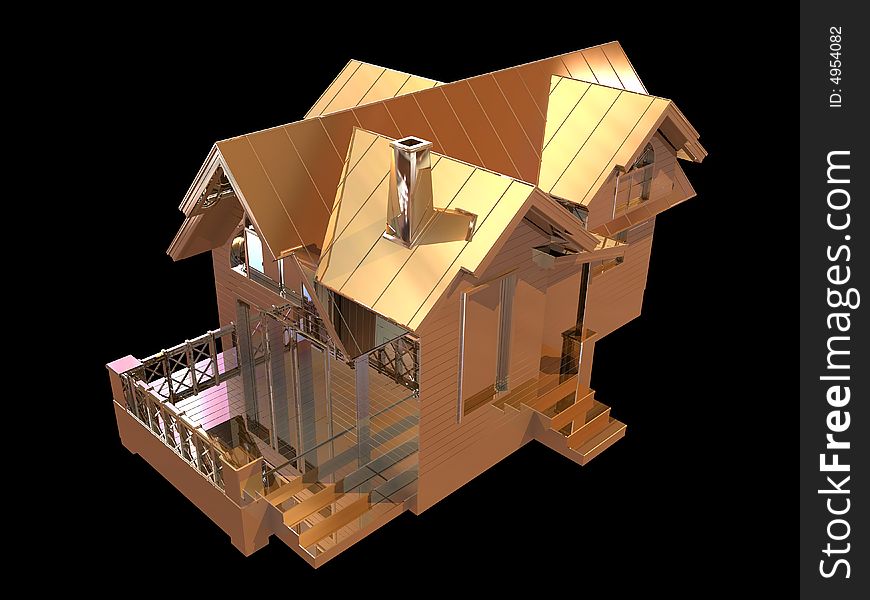 3D golden house