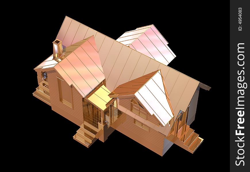 3D golden house