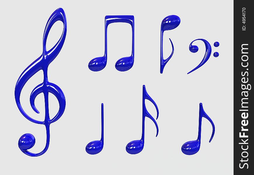 Isolated blue Music symbol with white background