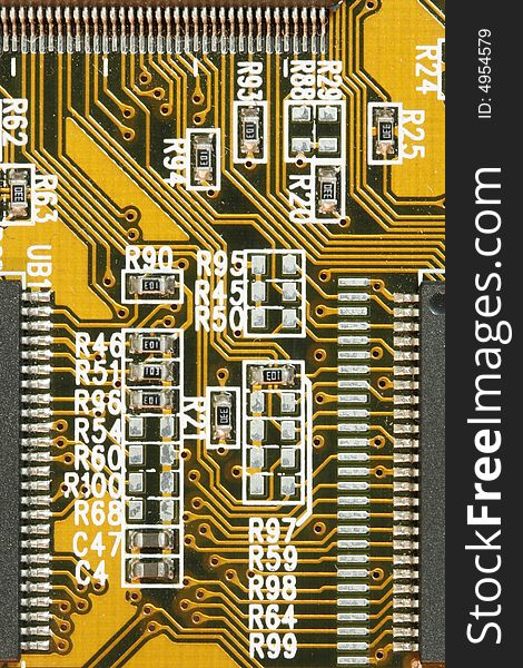 Computer motherboard, sound and network cards in detail. Computer motherboard, sound and network cards in detail