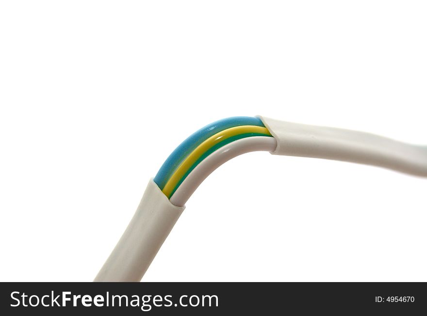 Electrical cable on white background