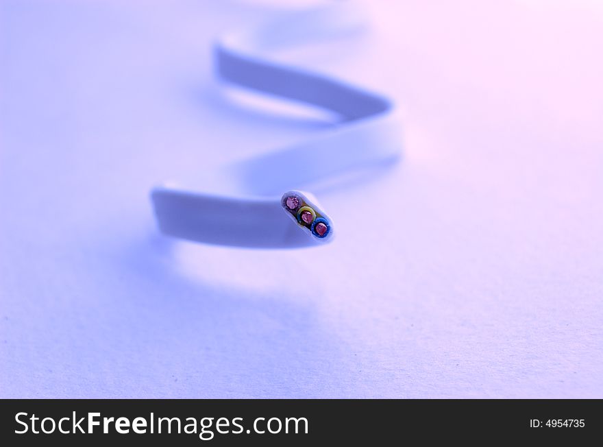 Electrical cable on white background