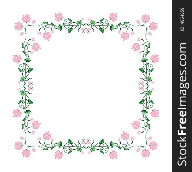 Abstract frame with floral ornament - graphic illustration