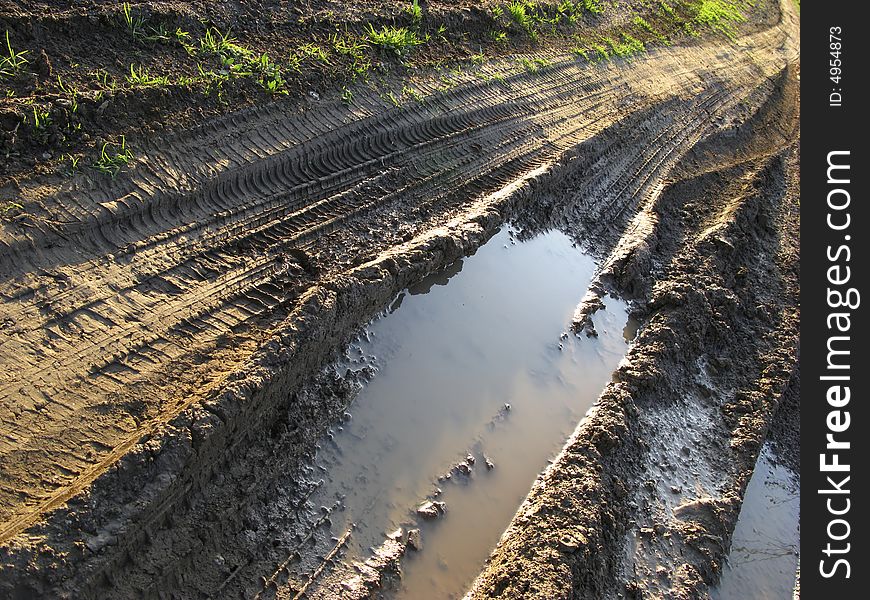 Country road in  steppe zone,  close up