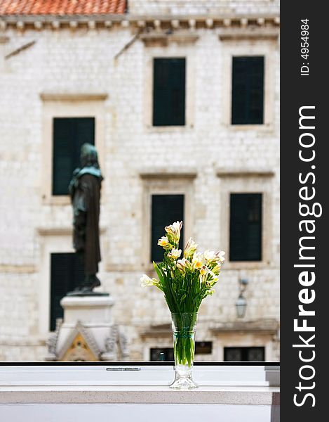 Bouquet of crocuses in vase (Dubrovnik, Croatia)