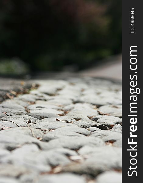 Flowing pebble footpath through a park
