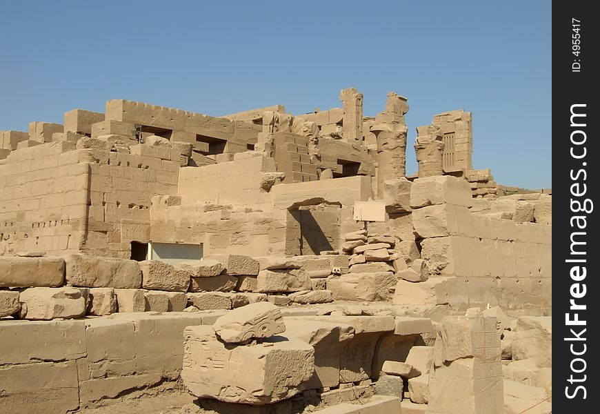 Ancient ruins in Karnak temple from Luxor