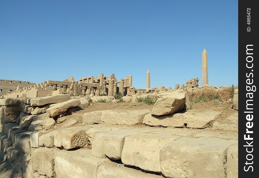 Ancient ruins in Karnak temple from Luxor