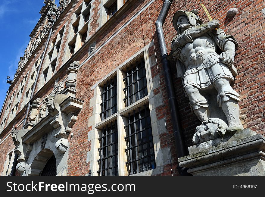 Oldtown concrete knight gurarding armory building. Oldtown concrete knight gurarding armory building