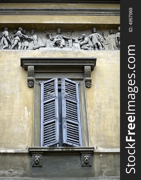 Window historic building with decorations