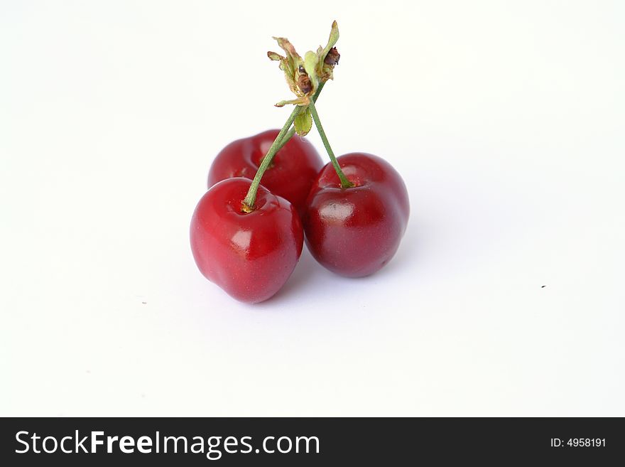 Studio shoot of a group of  cherry on white background