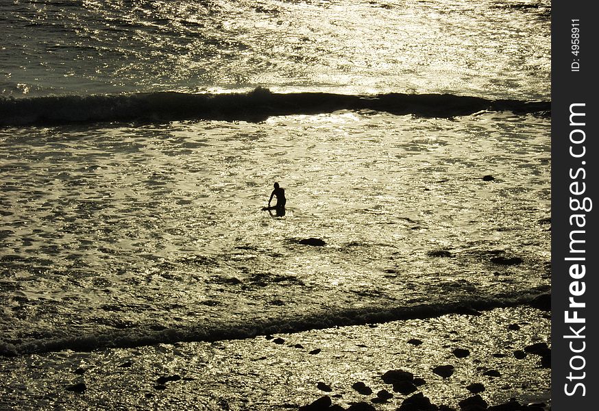 Surfer At Sunset