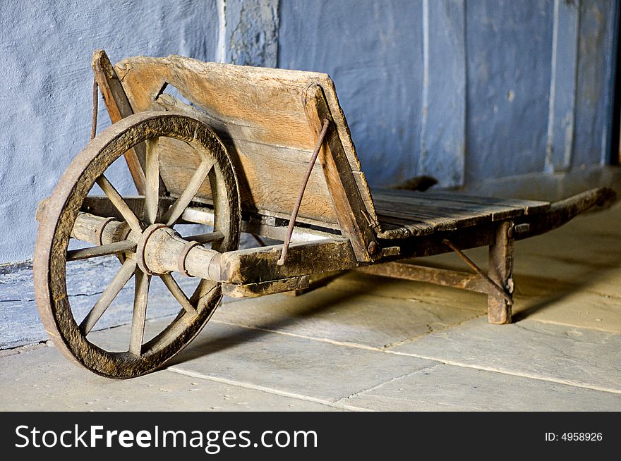 Old wooden barrow found in an old farmhouse