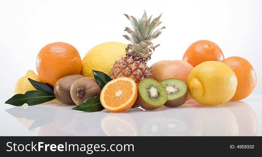 Band of fruits on white background. Band of fruits on white background