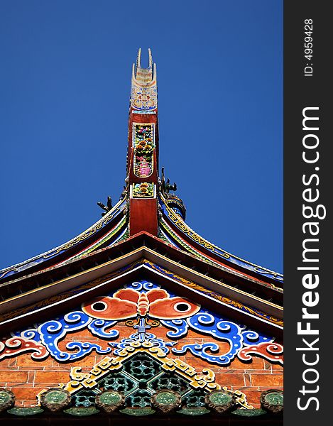 Typical Asian Chinese temple roof architecture