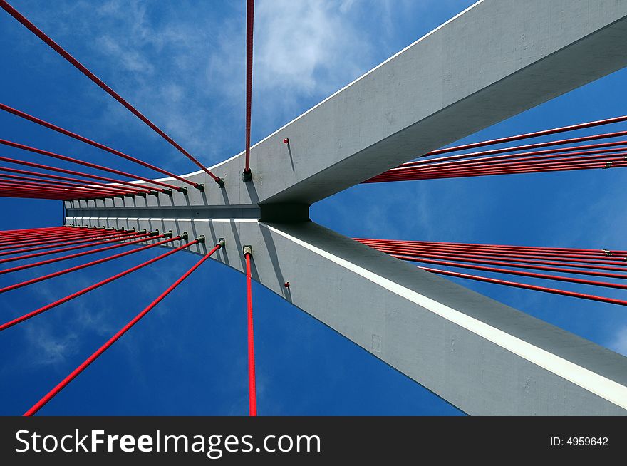 Modern suspended bridge in Gdansk. Modern suspended bridge in Gdansk