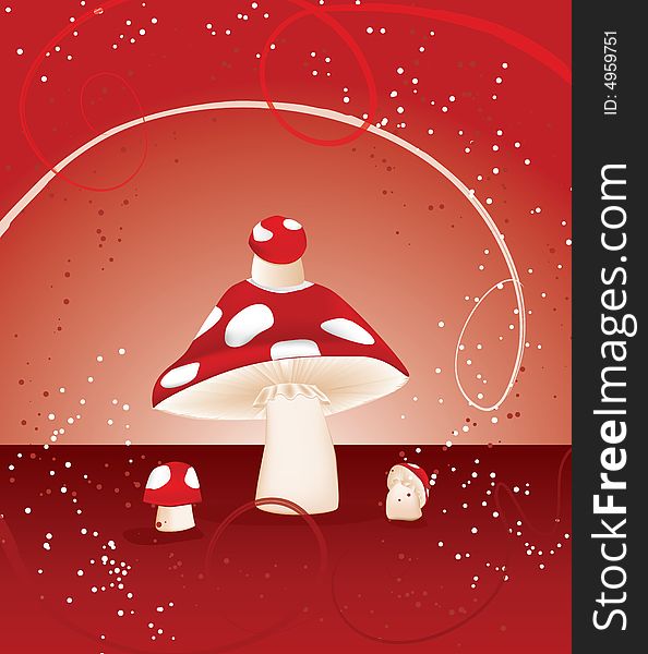 Fantasy toadstool mushroom family having a party. Fantasy toadstool mushroom family having a party