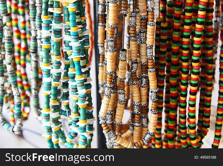 Ethnic colored beads outdoors scenery. Ethnic colored beads outdoors scenery