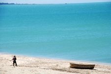 Sea, Sand, Sailor & The Boat Royalty Free Stock Photos Sea, Sand, Sailor & The Boat Royalty Free Stock Photos