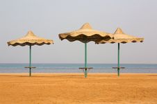 Three Beach Umbrella Royalty Free Stock Images Three Beach Umbrella Royalty Free Stock Images