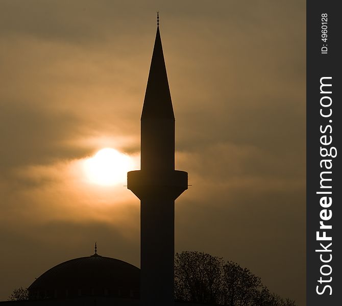 Minaret in Constance city on the sunrise