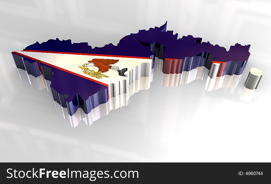 3d Flag Map Of American Samoa