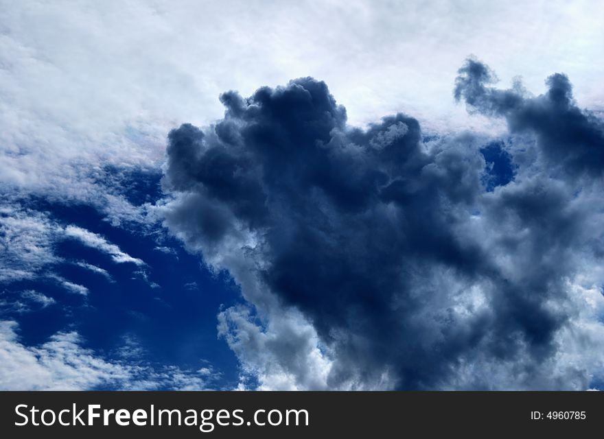 relief clouds on blue sky. relief clouds on blue sky