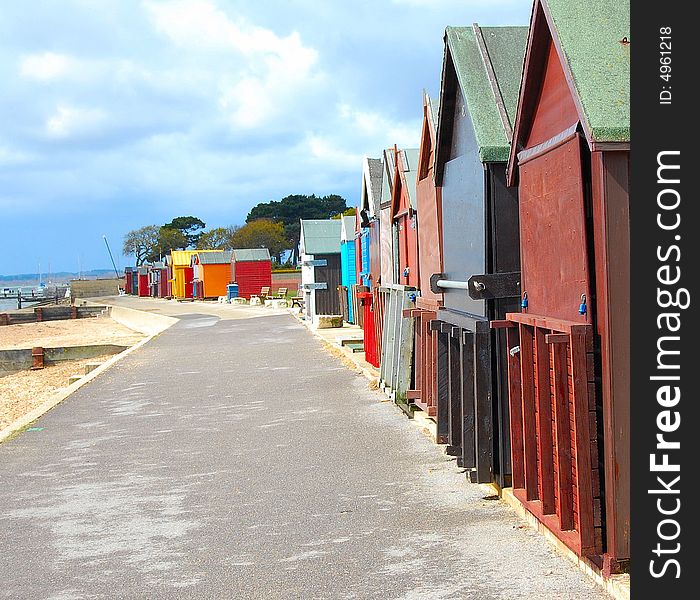 Beach Huts On A Sunny Day